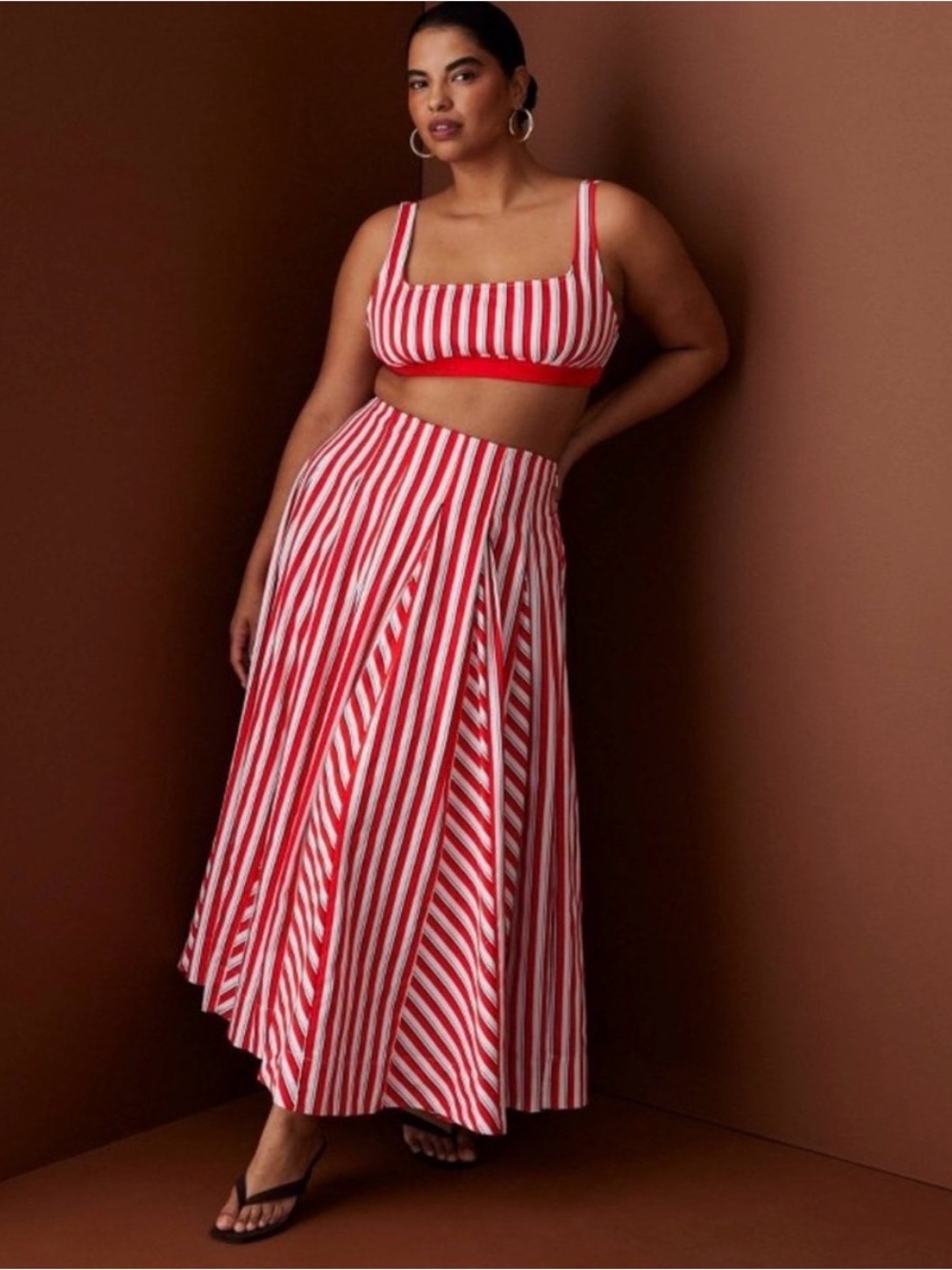 Rosie Assoulin x Target Red and White Striped Maxi Skirt